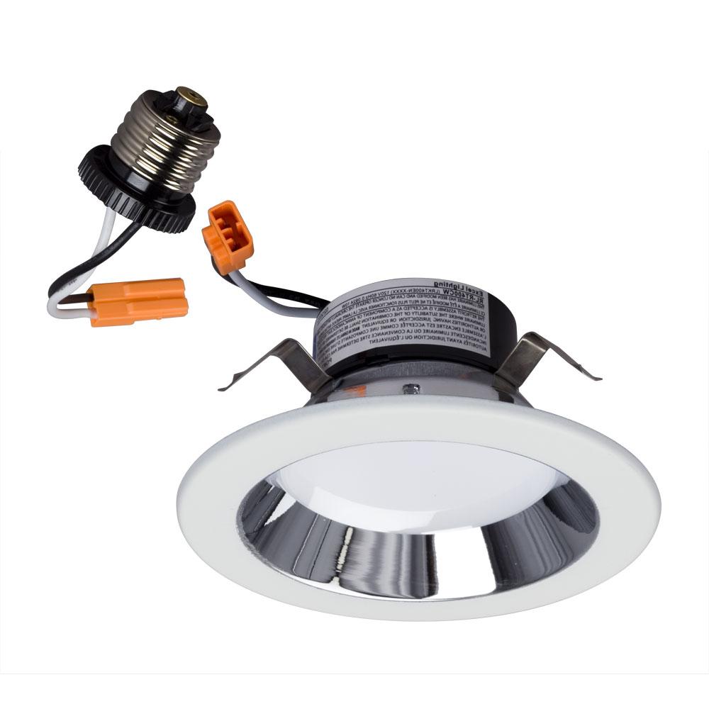 Dimmable 4&#34; LED Retrofit DownLight Kit with Chrome Reflector