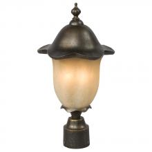 Galaxy Lighting 300169ABZ - Outdoor Cast Aluminum Post Lantern - Antique Bronze w/ Tea Stain Glass