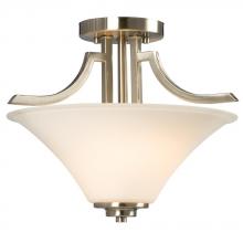 Galaxy Lighting 610756BN - 2-Light Semi-Flush Mount - Brushed Nickel with White Glass