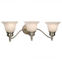 Galaxy Lighting 700803BN/MB - Three Light Vanity - Brushed Nickel w/ White Marbled Glass