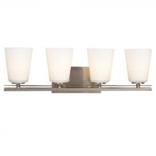 Galaxy Lighting 711964BN - 4-Light Vanity - Brushed Nickel with White Glass