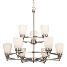 Galaxy Lighting 800436BN - Nine Light Chandelier - Brushed Nickel w/ White Opal Glass