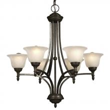 Galaxy Lighting 815626MBZ - Six Light Chandelier - Medieval Bronze w/ Marbled Glass