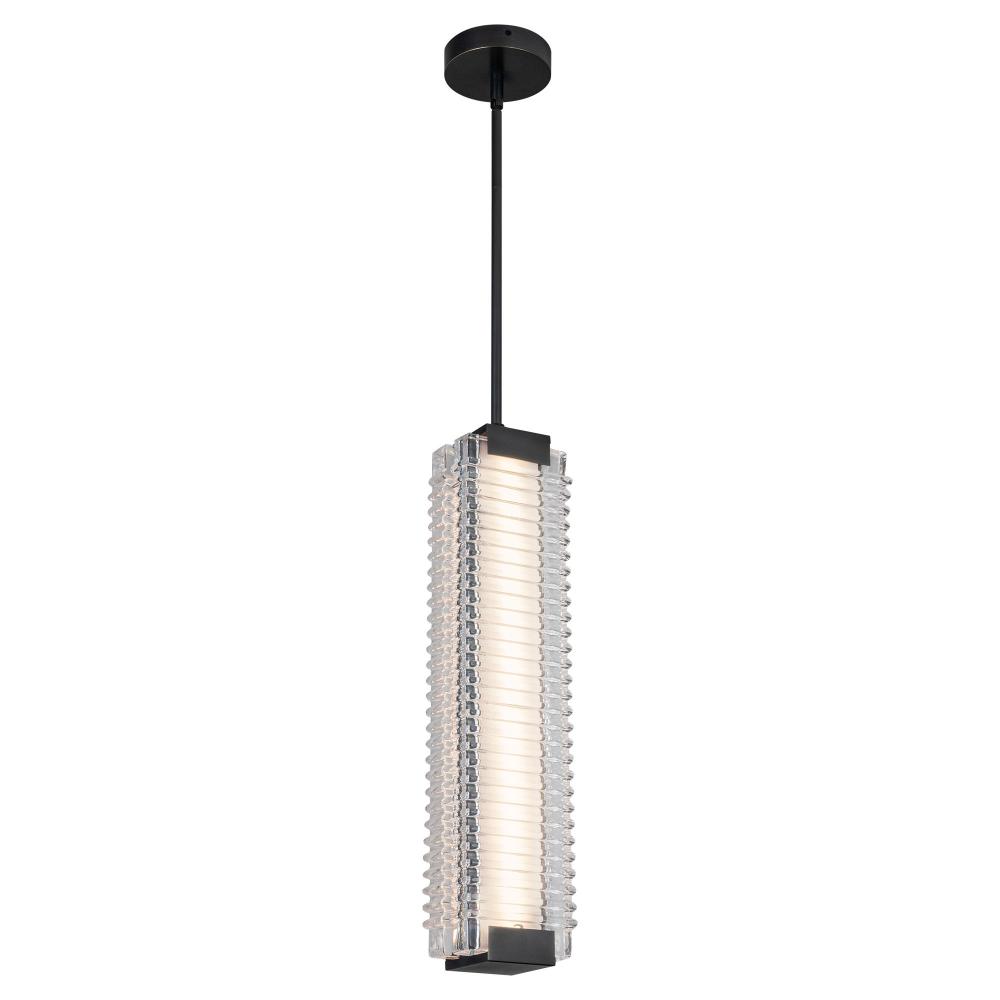 Alai 24-in Urban Bronze/Ribbed Glass LED Pendant