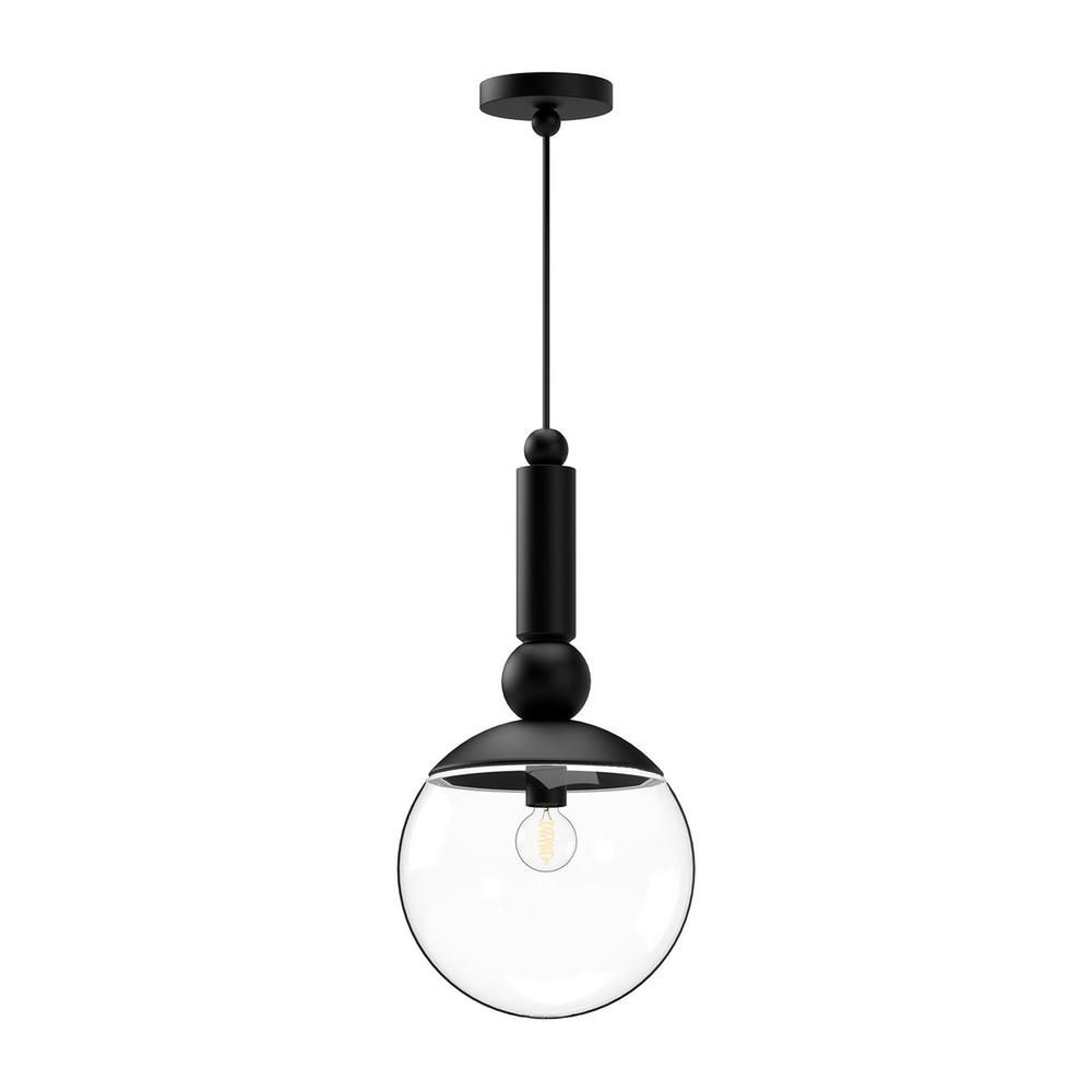 Delilah 10-in Clear Glass/Matte Black 1 Light Pendant