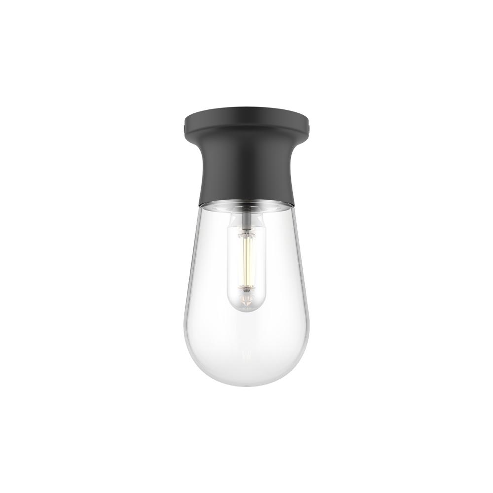 Marcel 5-in Matte Black 1 Light Semi Flush Mount