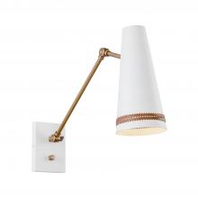 Alora Lighting WV342105MWHL - Brickell 5-in Matte White/Hazelnut Leather 1 Light Wall/Vanity