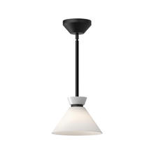 Alora Lighting PD470108MBGO - Halston 8-in Glossy Opal Glass/Matte Black 1 Light Pendant