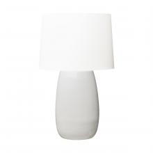 Visual Comfort & Co. Studio Collection BT1081WHC1 - Barbara Barry Roma 1-Light Table Lamp in White Crackle Finish with White Linen Fabric Shade