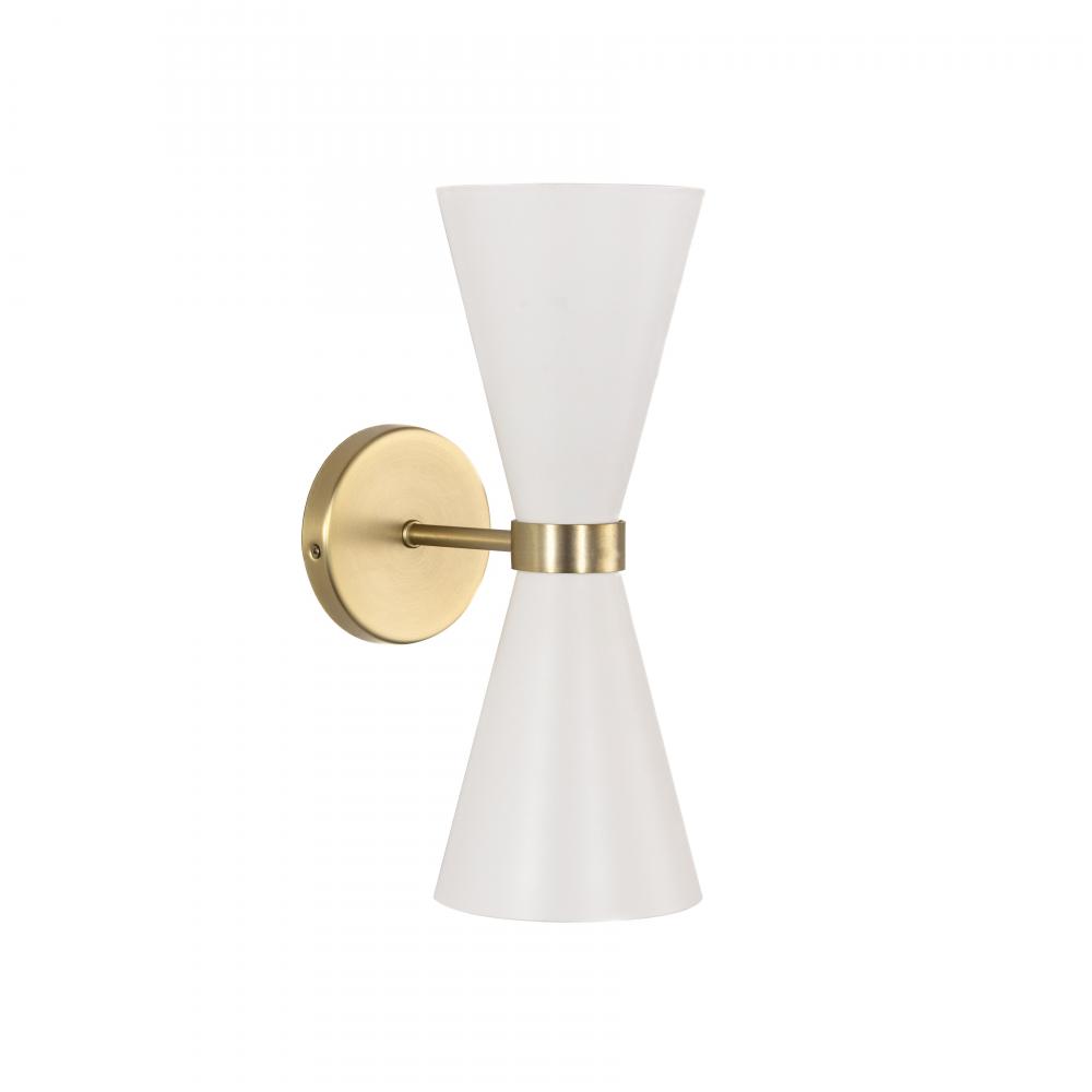 Konic - Double  Wall Sconce in Matte White and Soft Gold