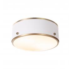 Russell Lighting FM7081/WHSG - Percussion - 2 Light Ceiling Light in White with Soft Gold