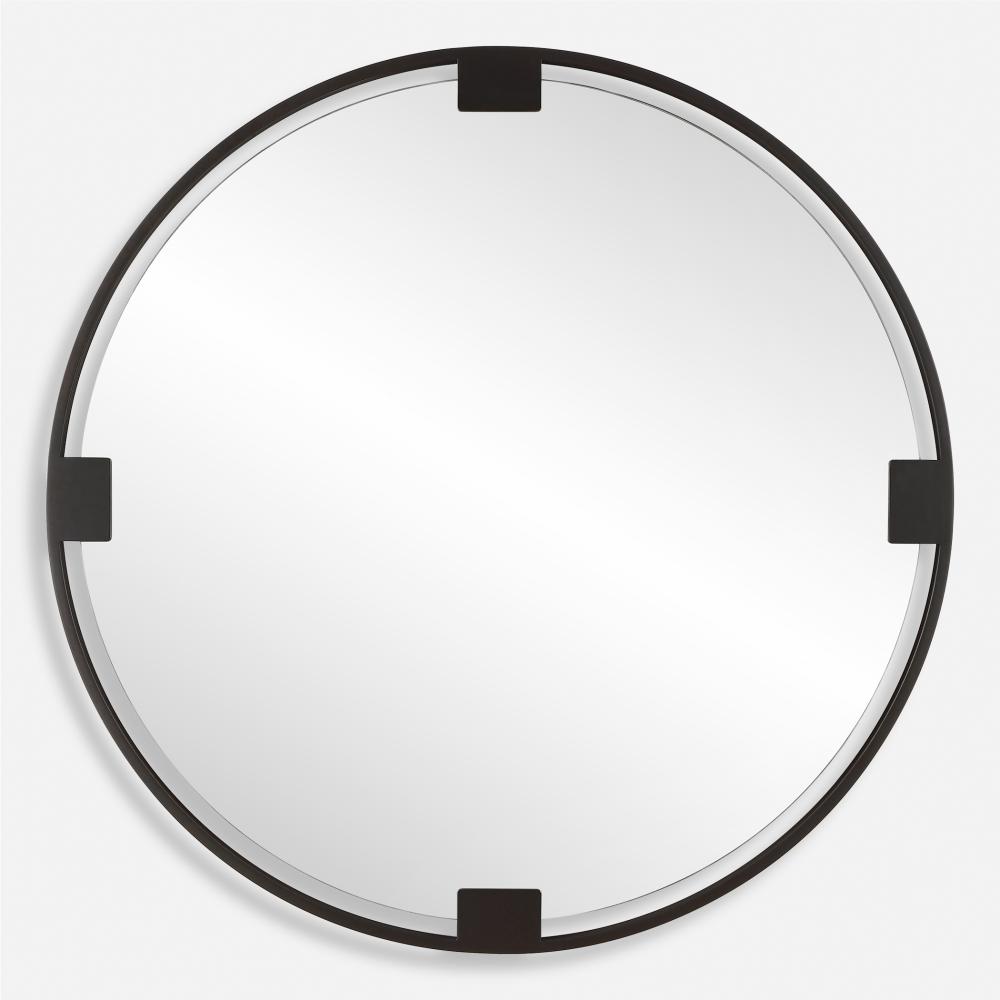 Cornelia Black Round Mirror