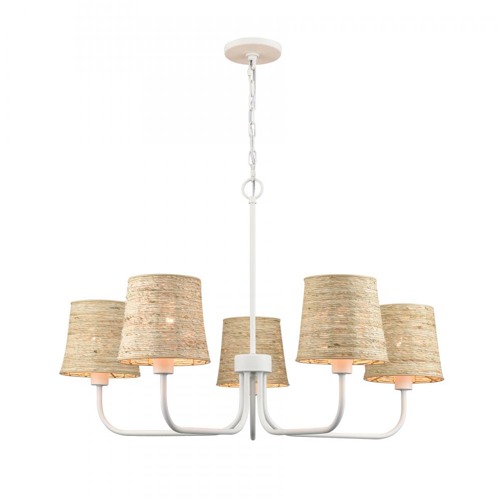 Abaca 34&#39;&#39; Wide 5-Light Chandelier - Textured White