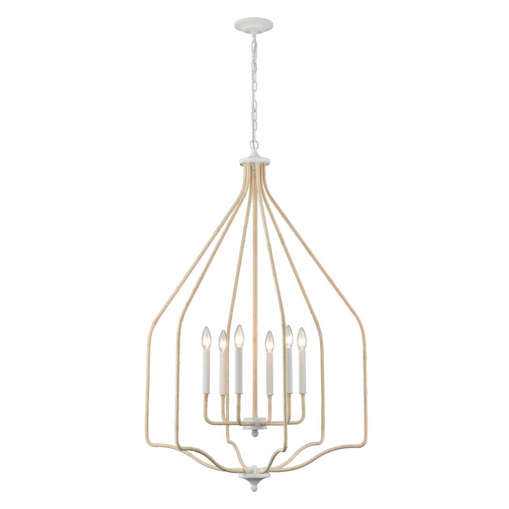 Breezeway 28&#39;&#39; Wide 6-Light Pendant - White Coral