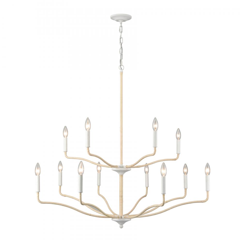 Breezeway 40&#39;&#39; Wide 12-Light Chandelier - White Coral