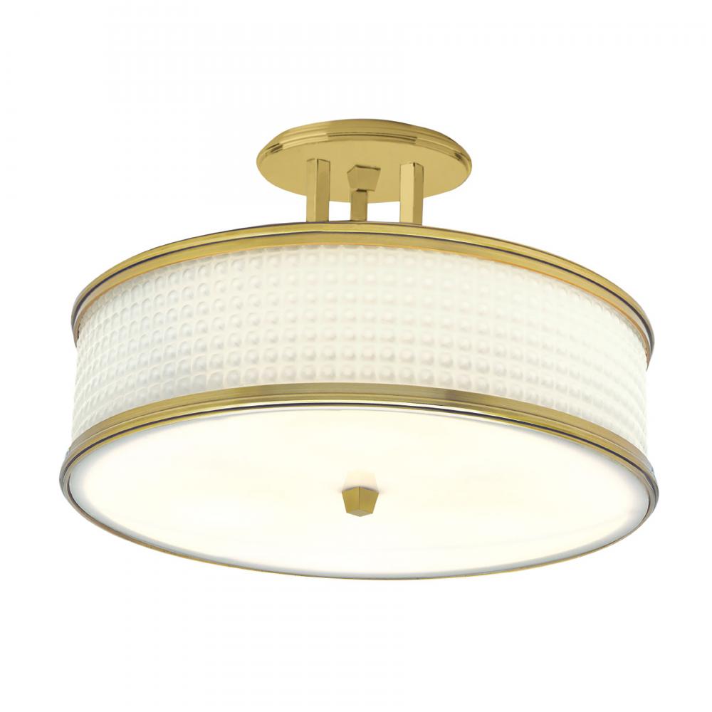 Prism 16.75&#39;&#39; Wide 3-Light Semi Flush Mount - Satin Brass