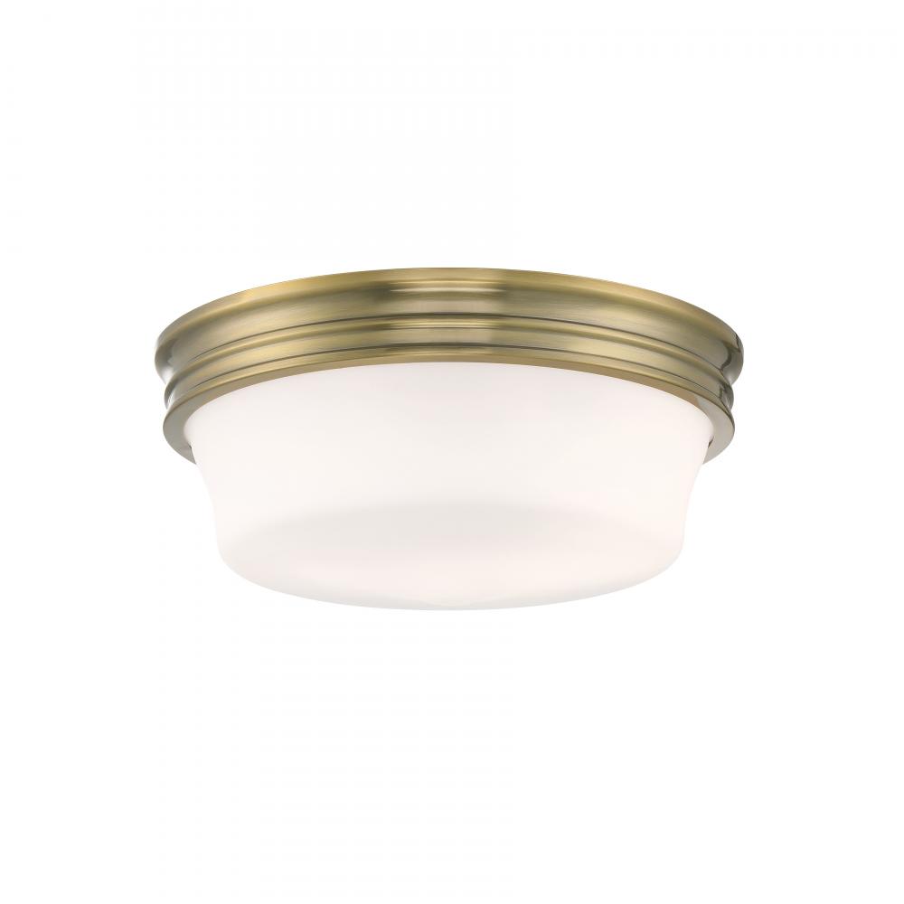 Galen 14&#39;&#39; Wide 3-Light Flush Mount - Antique Brass