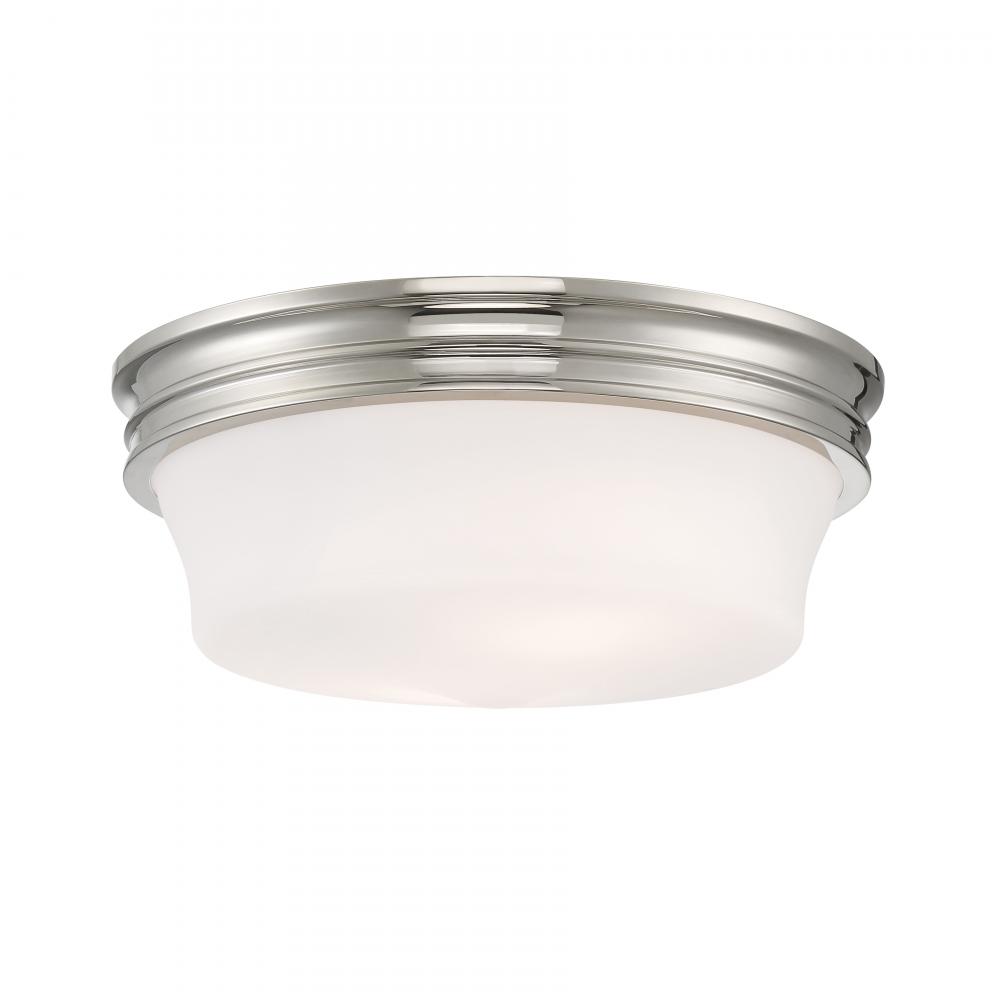 Galen 14&#39;&#39; Wide 3-Light Flush Mount - Polished Nickel