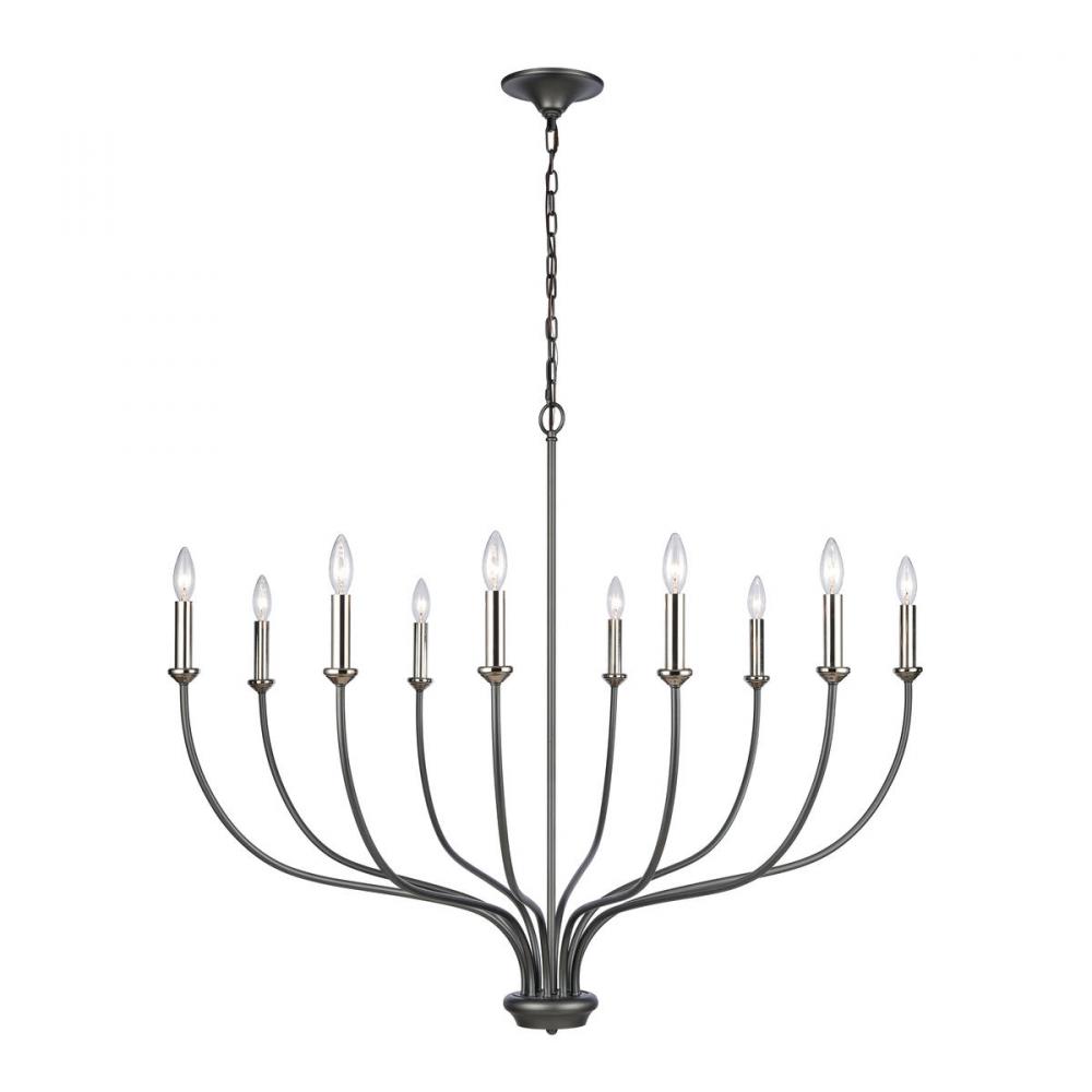 Madeline 45&#39;&#39; Wide 10-Light Chandelier - Dark Gray