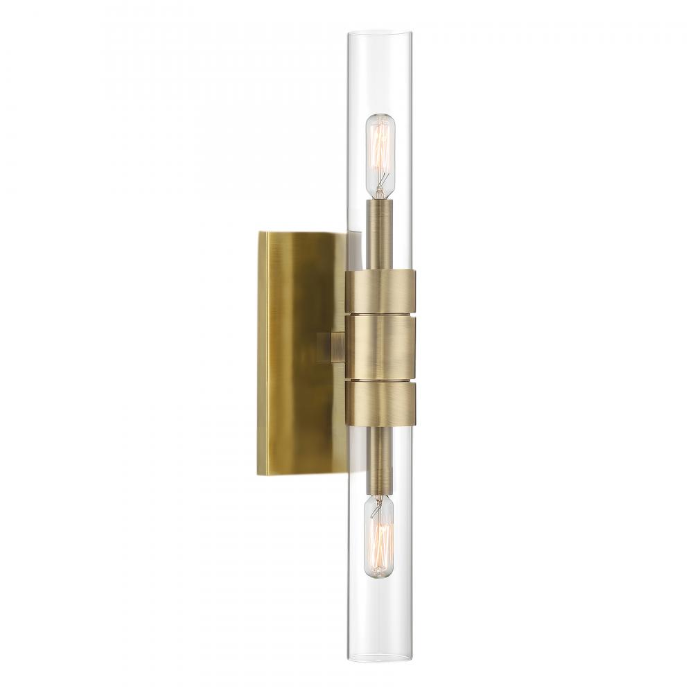 Rohe 20&#39;&#39; High 2-Light Sconce - Aged Brass