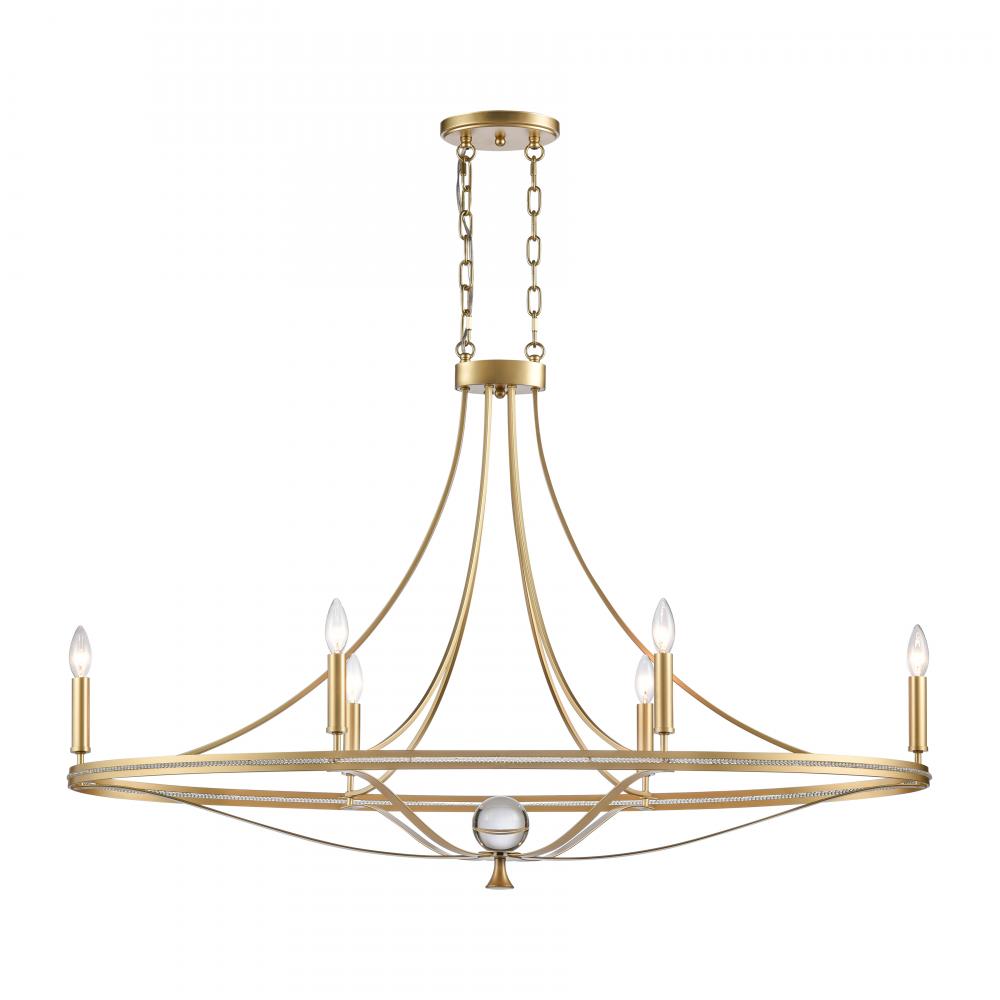 Noura 46.5&#39;&#39; Wide 6-Light Linear Chandelier - Champagne Gold