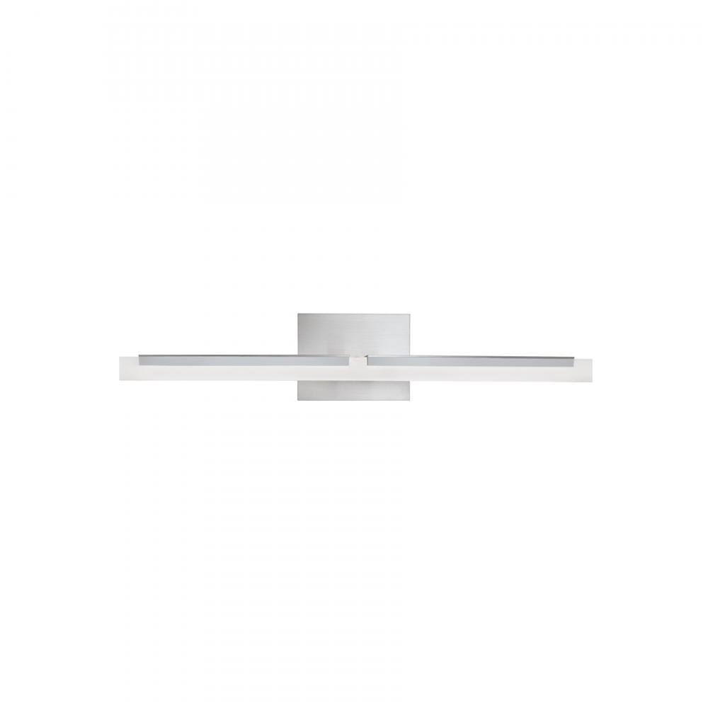 Double L Sconce 26&#39;&#39; Wide Integrated LED Vanity Light - Brushed Nickel