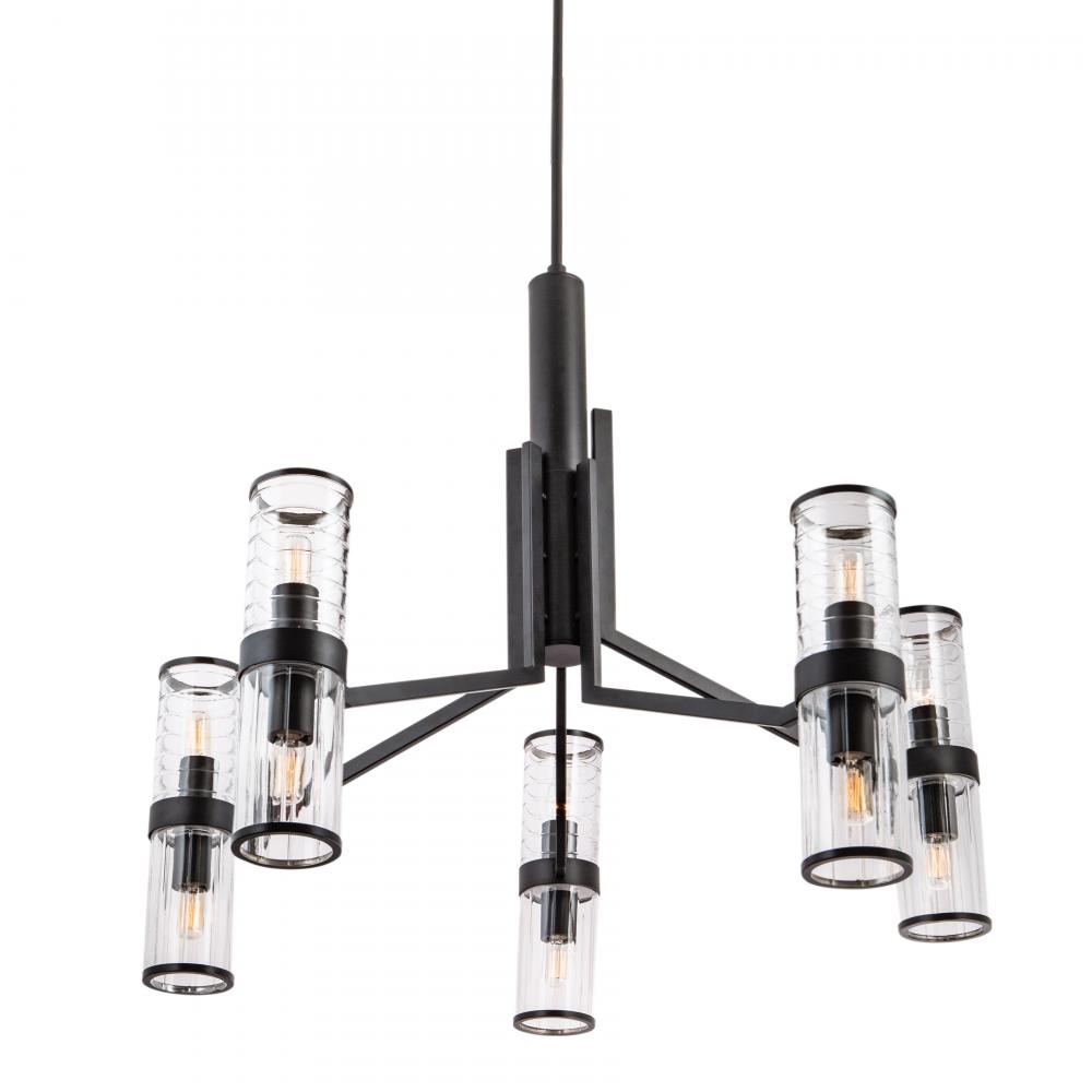 Stripe 31.75&#39;&#39; Wide 10-Light Chandelier - Matte Black