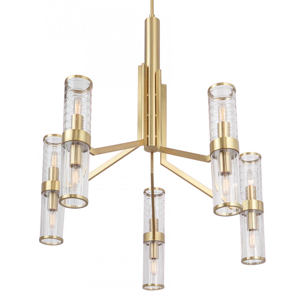 Stripe 31.75&#39;&#39; Wide 10-Light Chandelier - Satin Brass