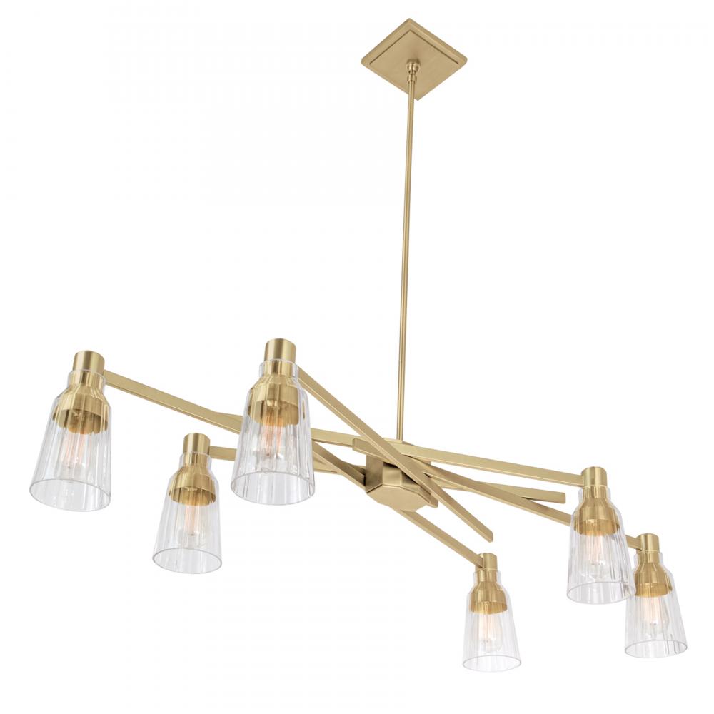 Carnival 49.5&#39;&#39; Wide 6-Light Chandelier - Satin Brass