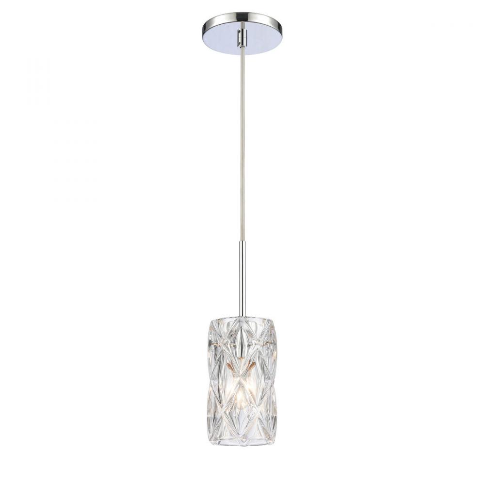 Forma de Crystal 4&#39;&#39; Wide 1-Light Mini Pendant - Polished Chrome