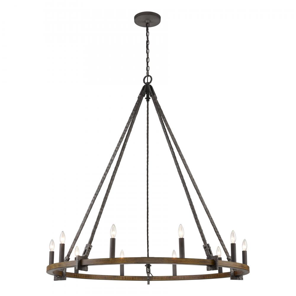 Harwell 49.5&#39;&#39; Wide 10-Light Chandelier - Antique Millwood