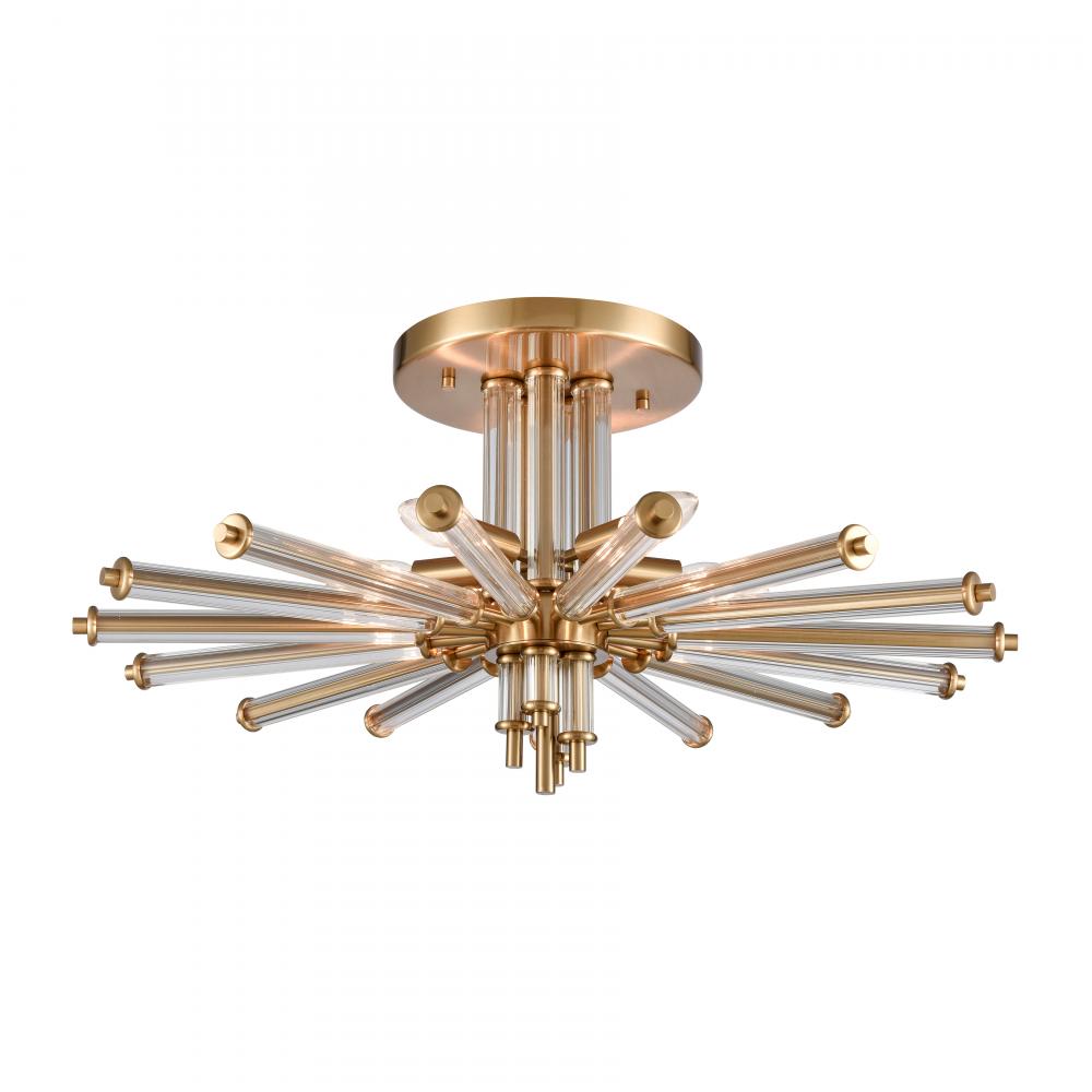 Serena 26&#39;&#39; Wide 5-Light Semi Flush Mount - Satin Brass