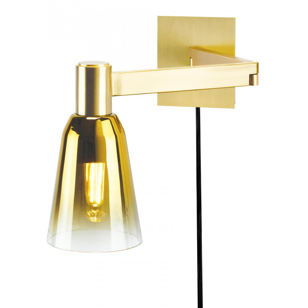 Audrey 10&#39;&#39; High 1-Light Swingarm Sconce - Satin Brass