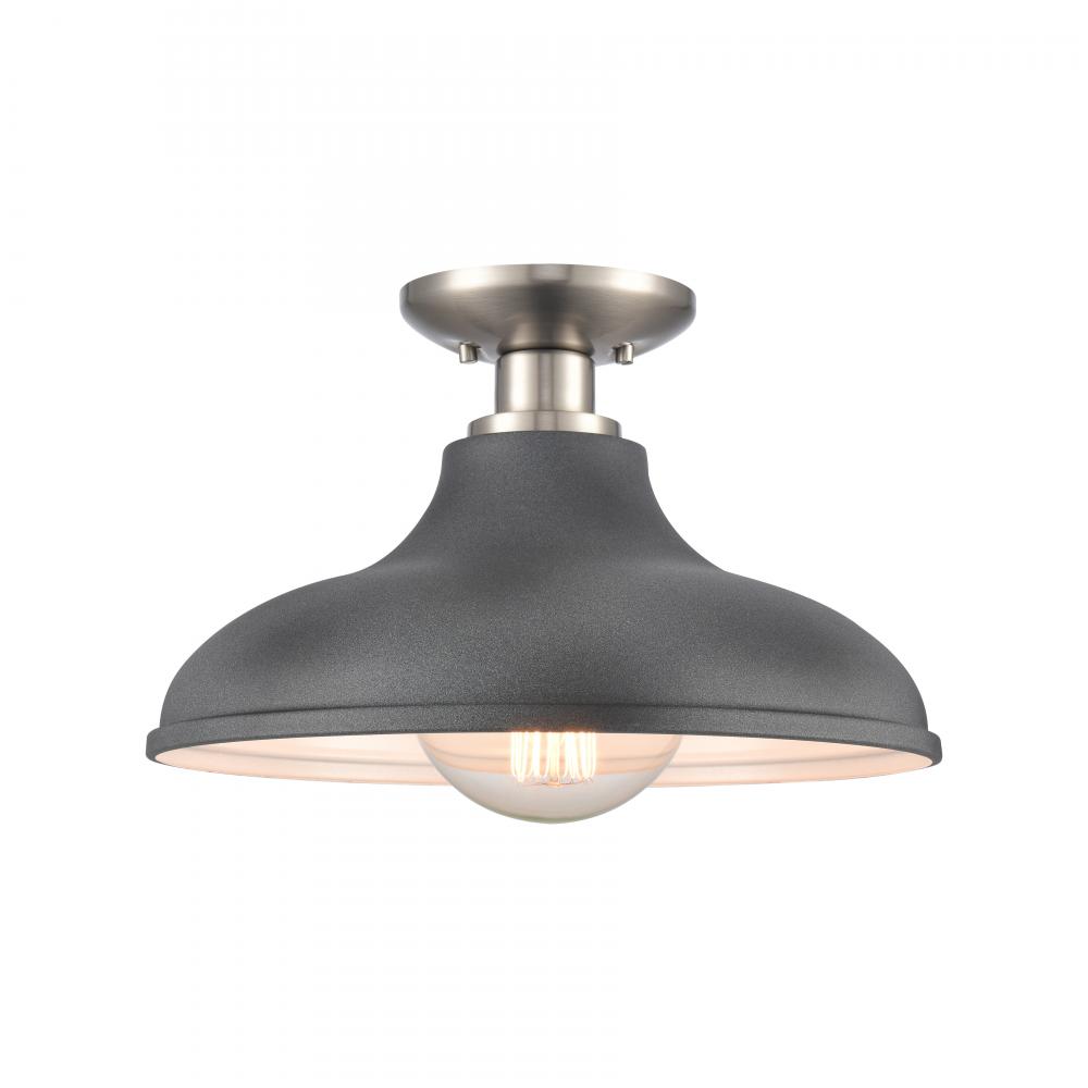 Grenville 13&#39;&#39; Wide 1-Light Semi Flush Mount - Brushed Nickel