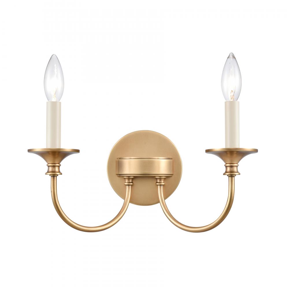 Cecil 14&#39;&#39; Wide 2-Light Vanity Light - Natural Brass