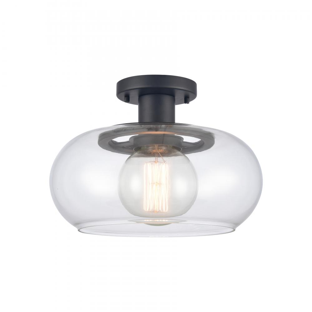 Clement 13&#39;&#39; Wide 1-Light Semi Flush Mount - Matte Black