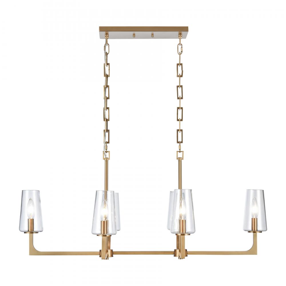 Fitzroy 36&#39;&#39; Wide 6-Light Linear Chandelier - Lacquered Brass