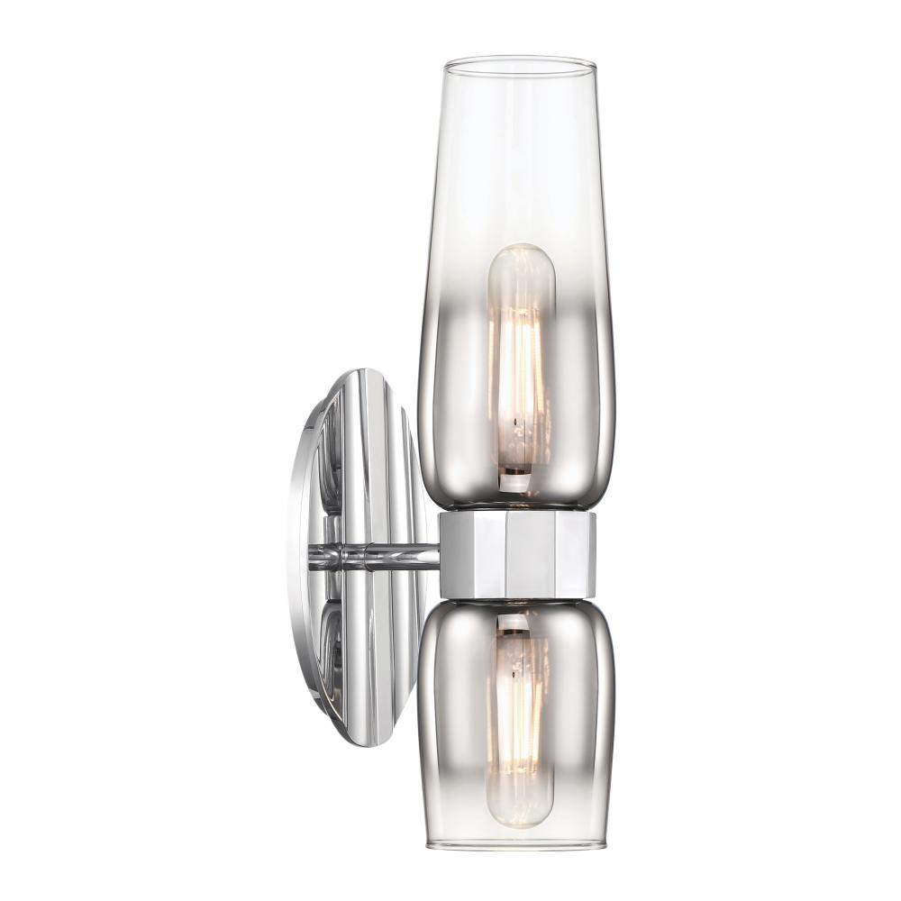 Flame 14&#39;&#39; High 2-Light Sconce - Chrome