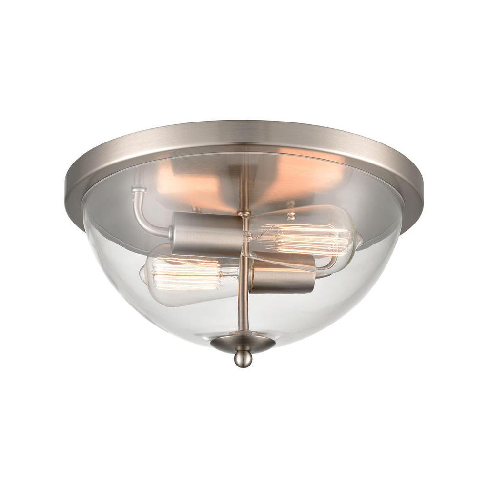 Thomas - Astoria 13.5&#39;&#39; Wide 2-Light Flush Mount - Brushed Nickel