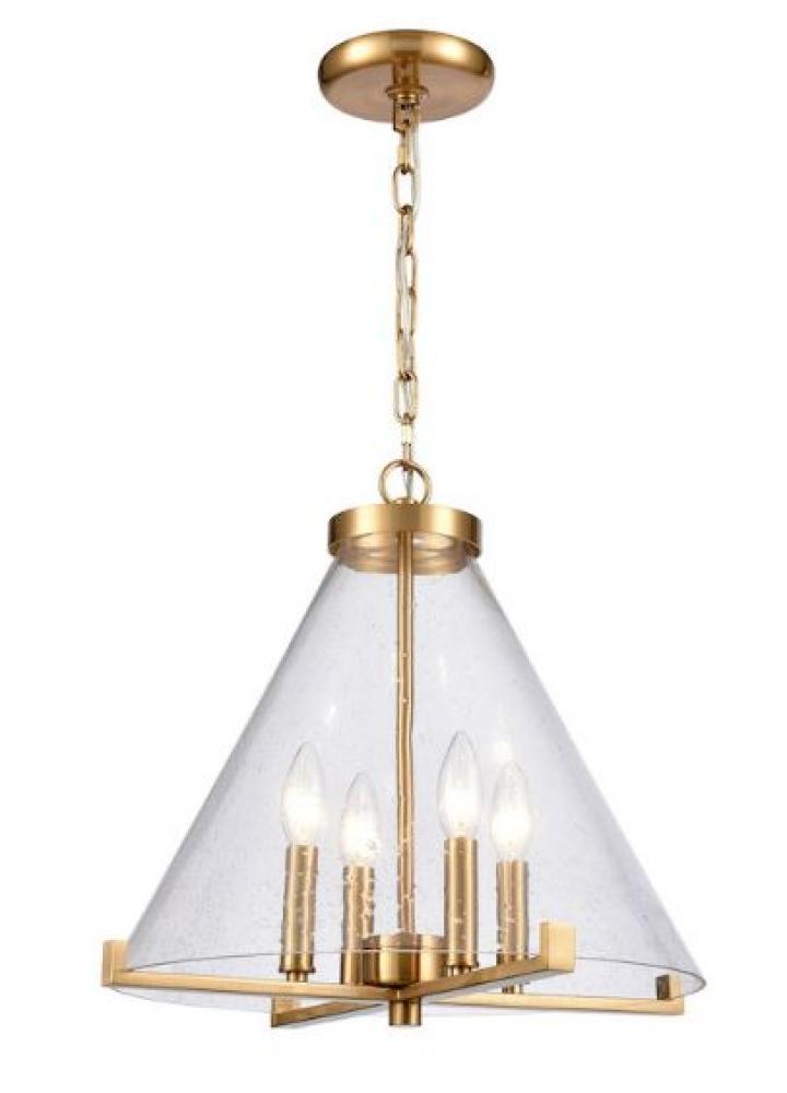 The Holding 17&#39;&#39; Wide 4-Light Pendant - Satin Brass