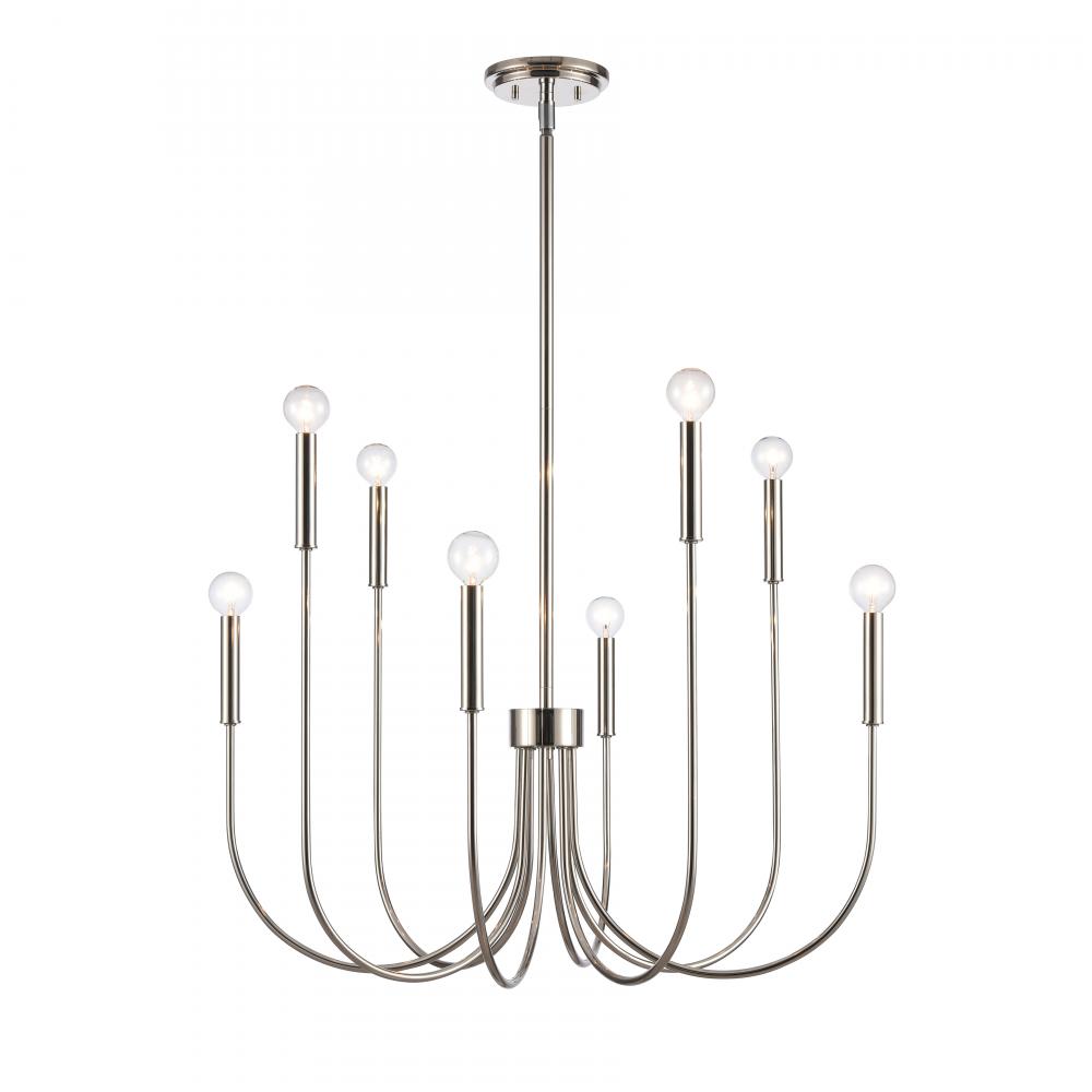 Ulla 28&#39;&#39; Wide 8-Light Chandelier - Polished Nickel