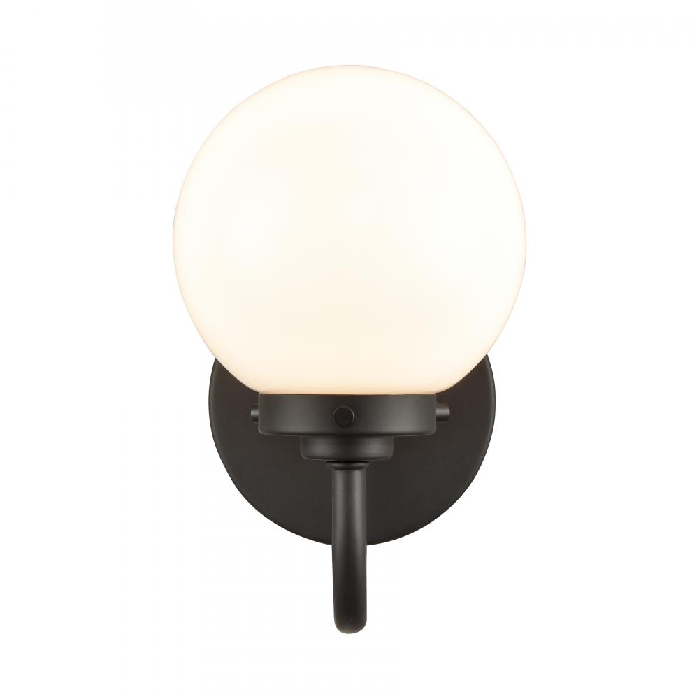 Fairbanks 8.5&#39;&#39; High 1-Light Sconce - Matte Black with Opal