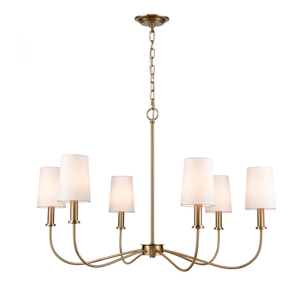 West Point 36&#39;&#39; Wide 6-Light Chandelier - Brass