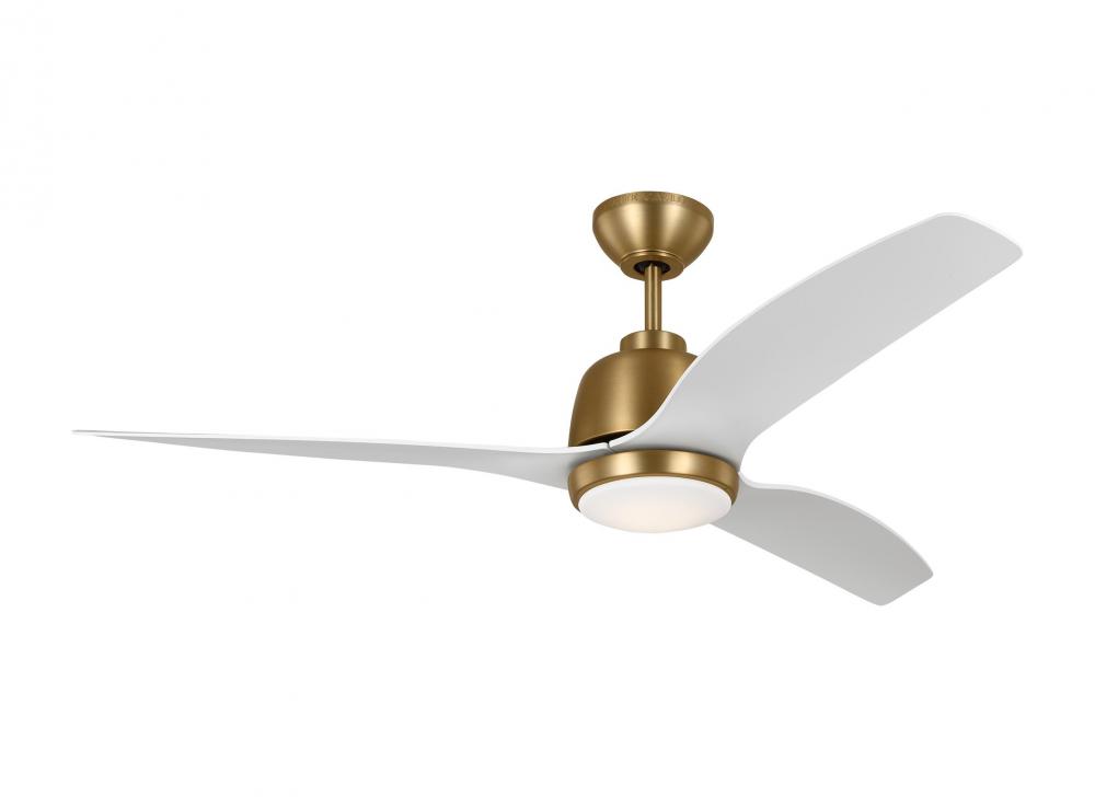 Avila 54&#34; Dimmable Integrated LED Indoor/Outdoor Satin Brass Ceiling Fan with Light Kit